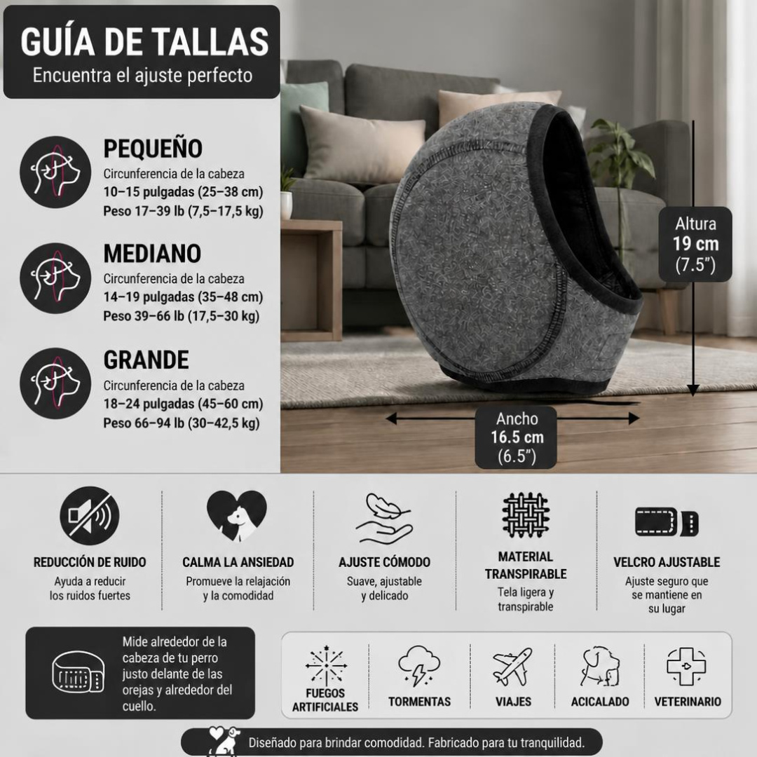 Rincón Peludo® | Protector Acústico Antiestrés para Perros